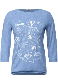 Cecil Shirts*Shirt mit Wording Print dusk sky blue melange