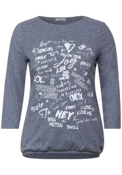 Cecil Shirts*Shirt mit Wording Print deep blue melange