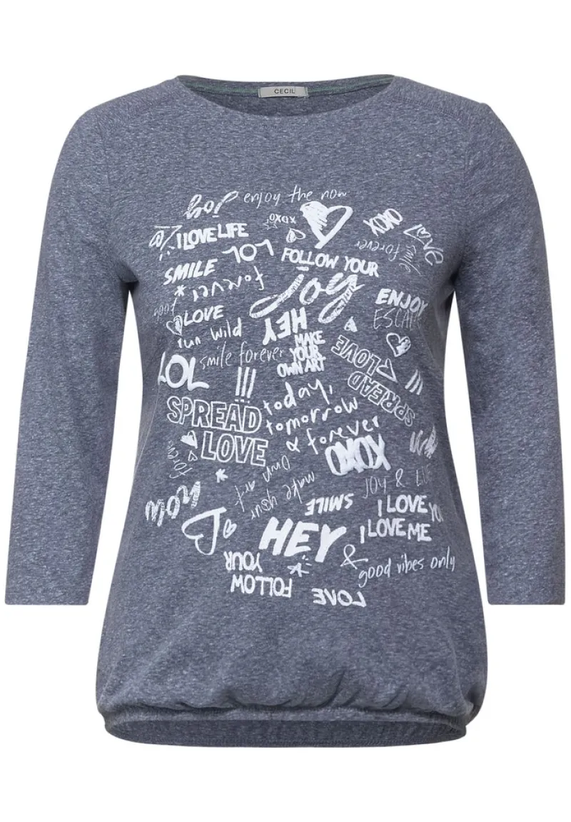 Cecil Shirts*Shirt mit Wording Print deep blue melange