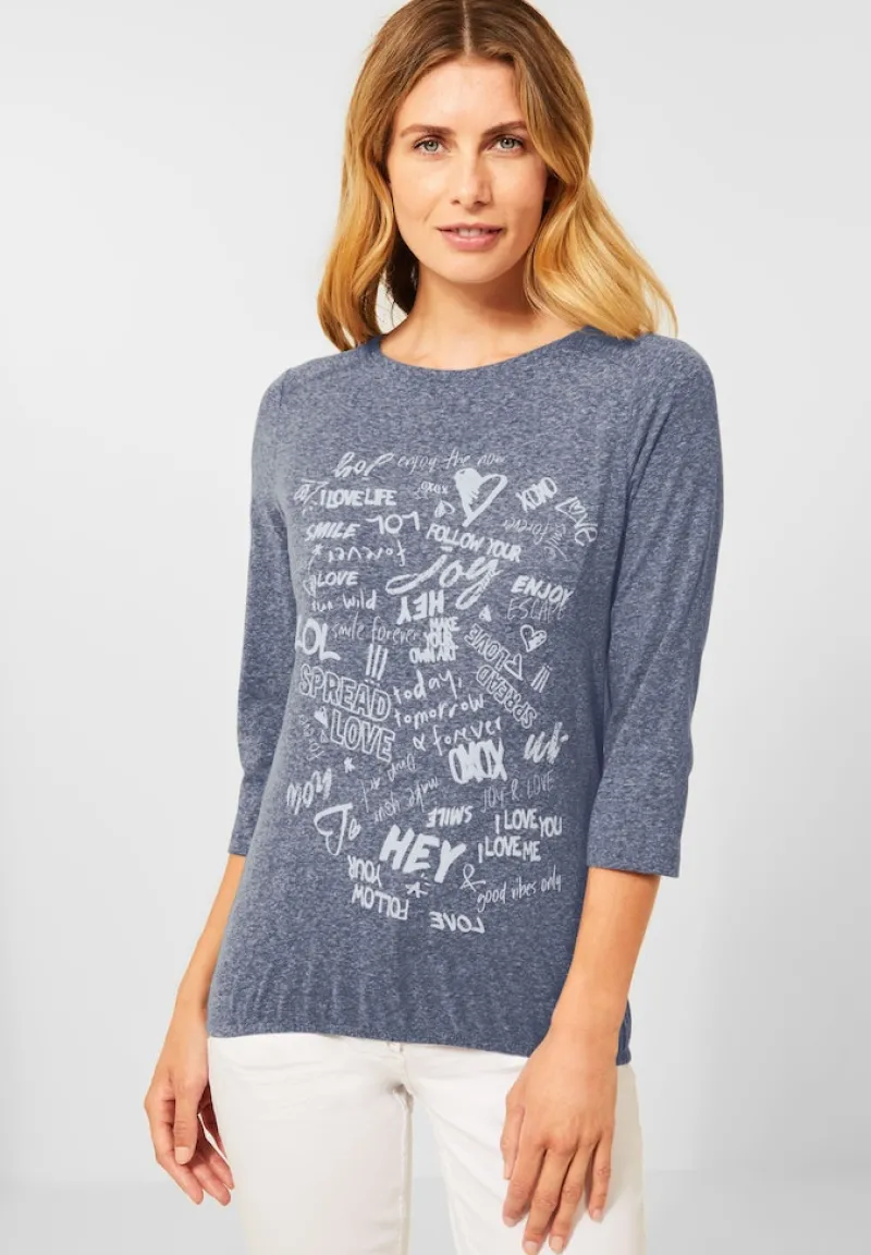 Cecil Shirts*Shirt mit Wording Print deep blue melange