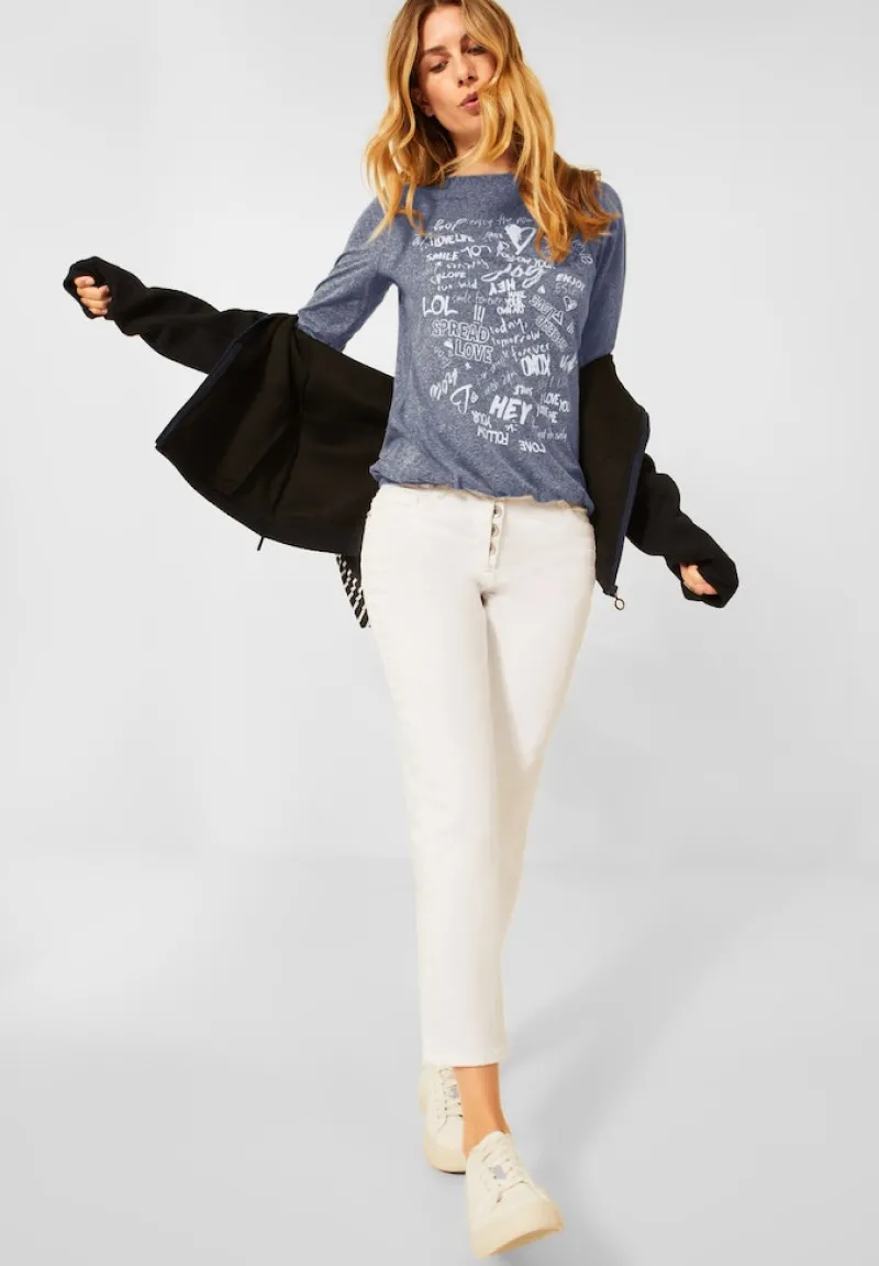 Cecil Shirts*Shirt mit Wording Print deep blue melange