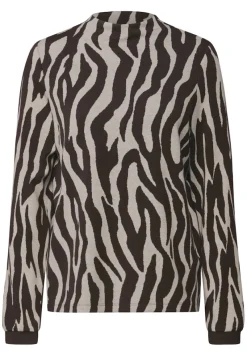Street One Pullover & Sweatshirts*Shirt mit Zebra Print deep roast brown