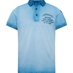 PME Legend Shirts|Big Boys*Short sleeve polo light pique cold dye blue