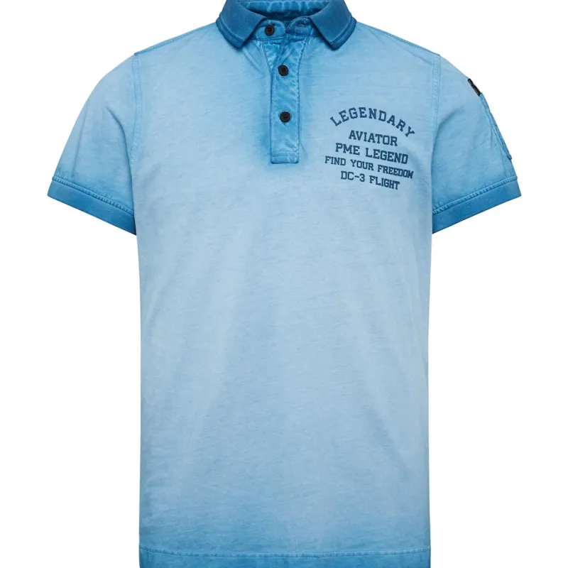 PME Legend Shirts|Big Boys*Short sleeve polo light pique cold dye blue