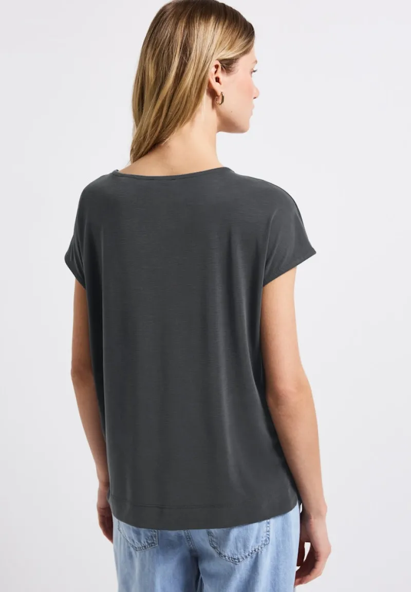 Street One Shirts*Silk-Look Shirt mit Wording granite grey