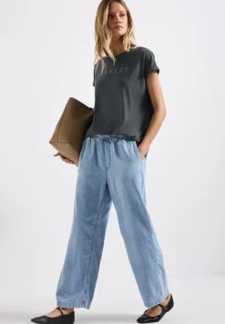 Street One Shirts*Silk-Look Shirt mit Wording granite grey