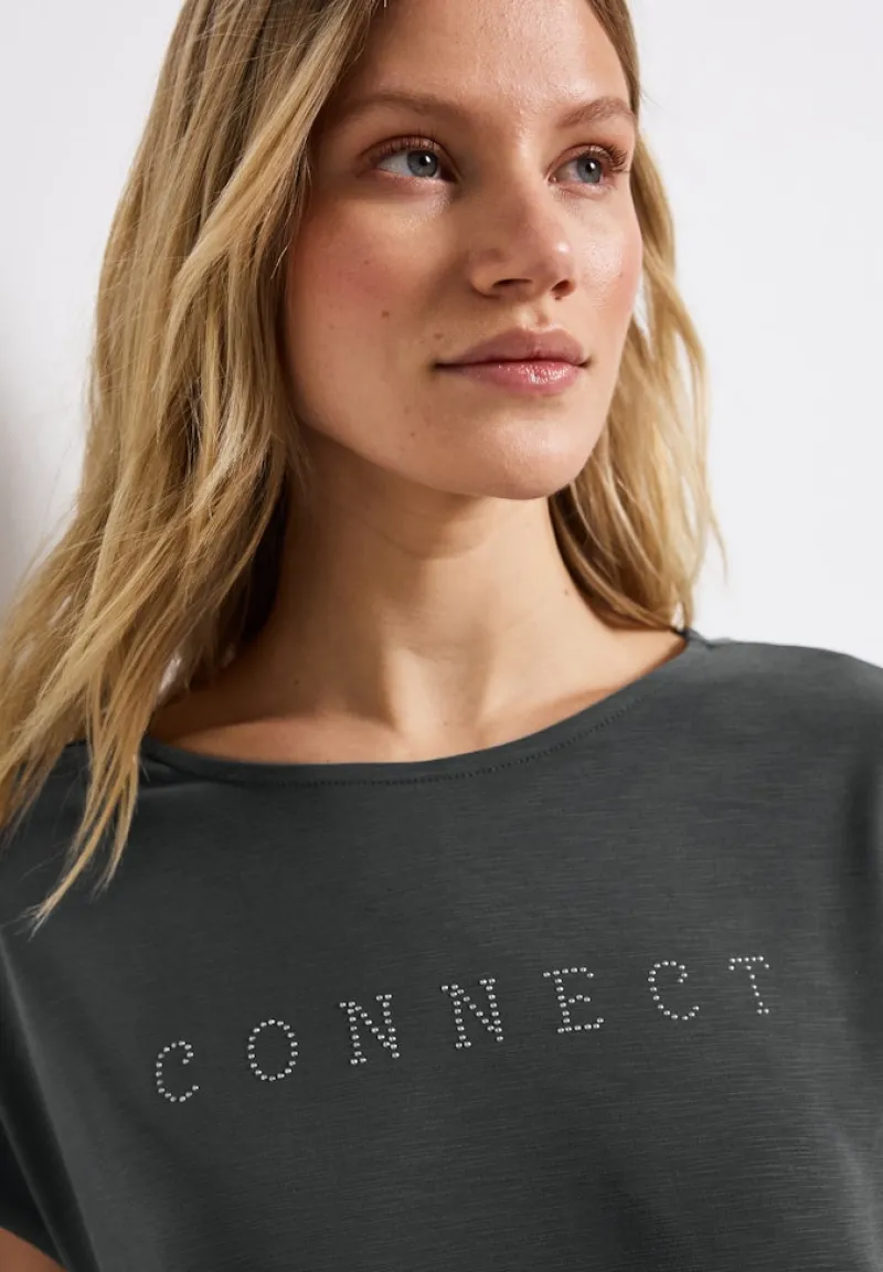 Street One Shirts*Silk-Look Shirt mit Wording granite grey