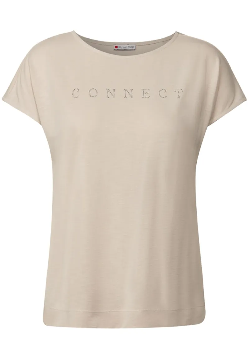 Street One Shirts*Silk-Look Shirt mit Wording coastal beige