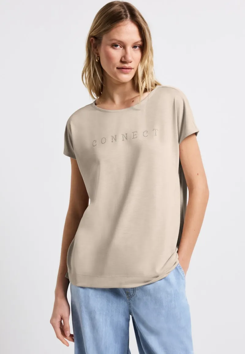 Street One Shirts*Silk-Look Shirt mit Wording coastal beige