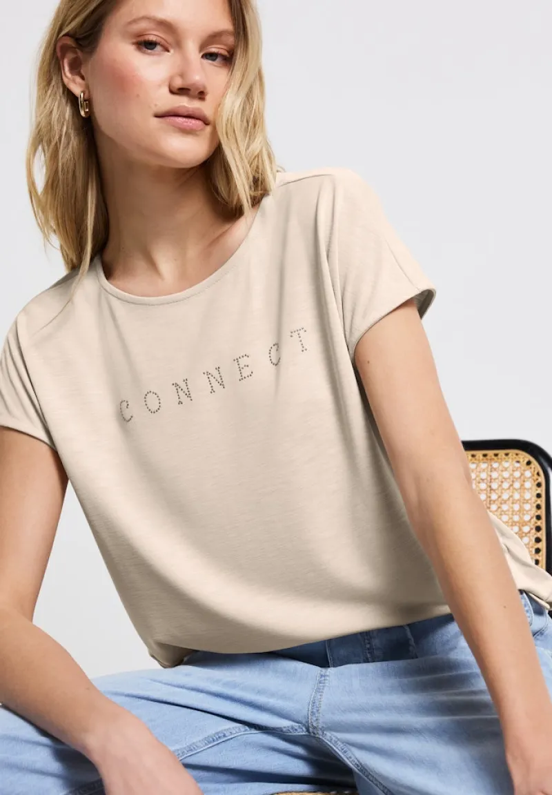 Street One Shirts*Silk-Look Shirt mit Wording coastal beige