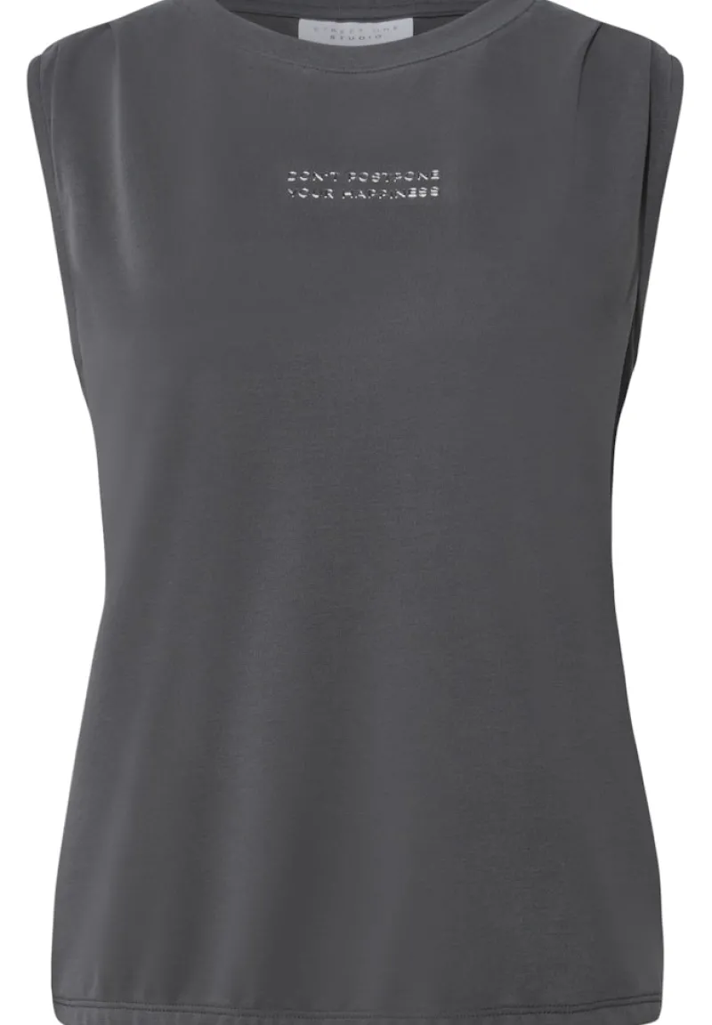 STREET ONE STUDIO Shirts*Silk-Look Top mit Wording dusted grey