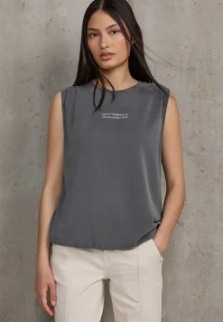 STREET ONE STUDIO Shirts*Silk-Look Top mit Wording dusted grey
