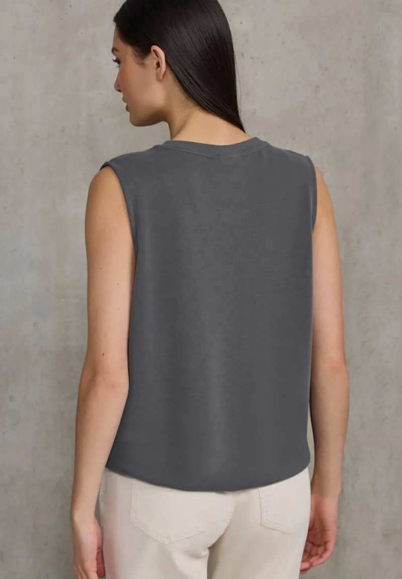 STREET ONE STUDIO Shirts*Silk-Look Top mit Wording dusted grey