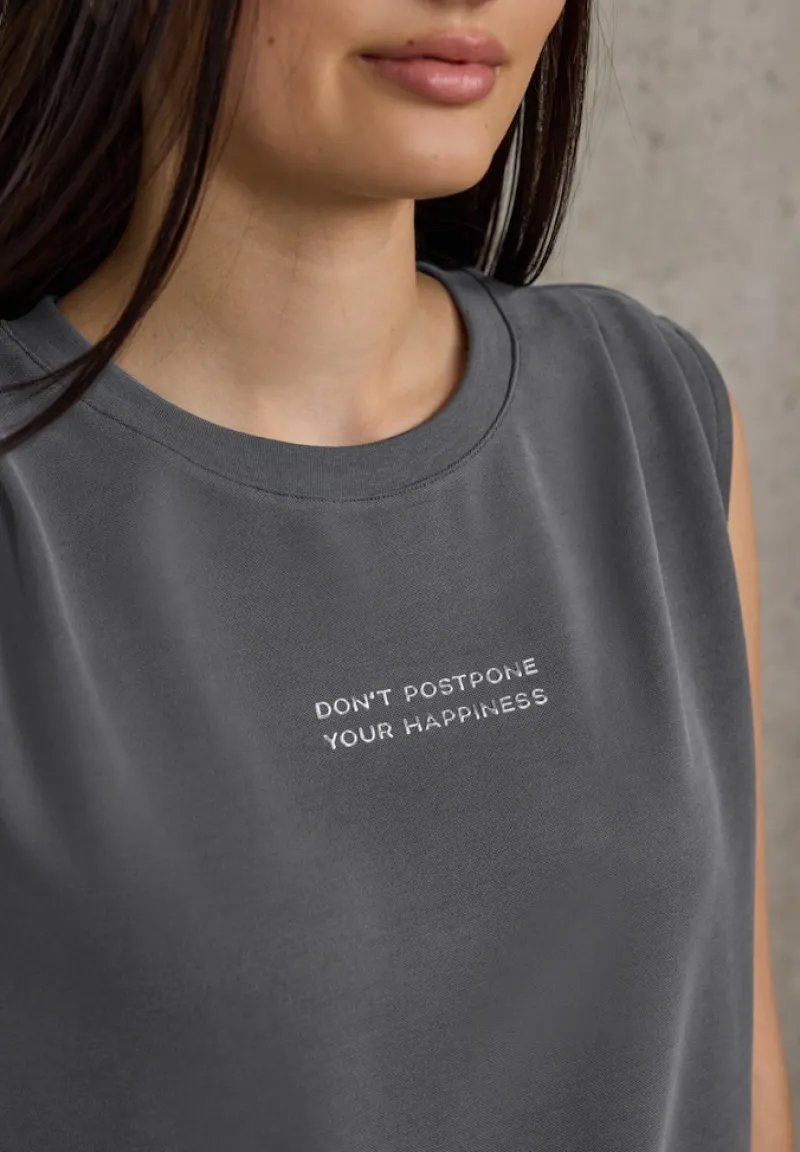 STREET ONE STUDIO Shirts*Silk-Look Top mit Wording dusted grey