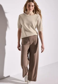 Street One Shirts*Silk-Look T-Shirt cotton beige