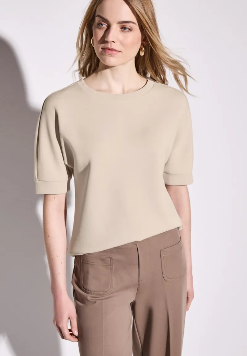 Street One Shirts*Silk-Look T-Shirt cotton beige