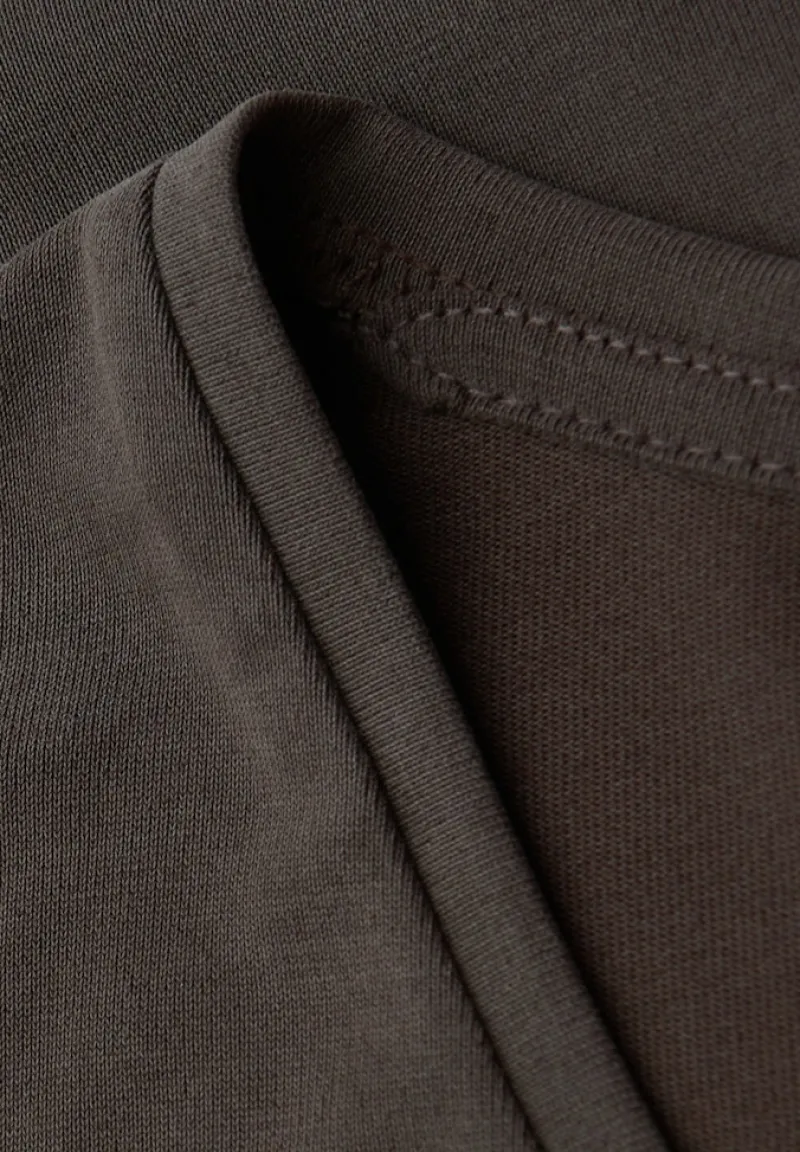 STREET ONE STUDIO Shirts*Silk-Look V-Neck Shirt dark auburn brown