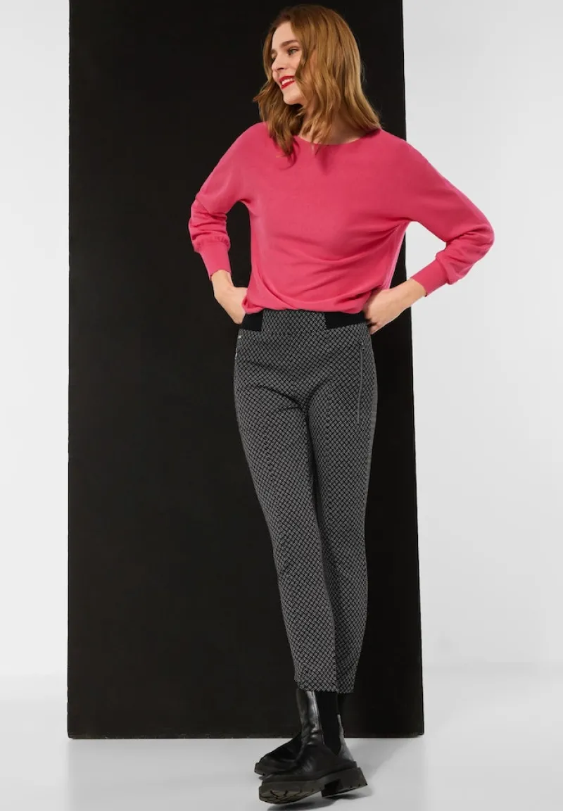 Street One Hosen*Skinny Fit Hose in Jacquard Black