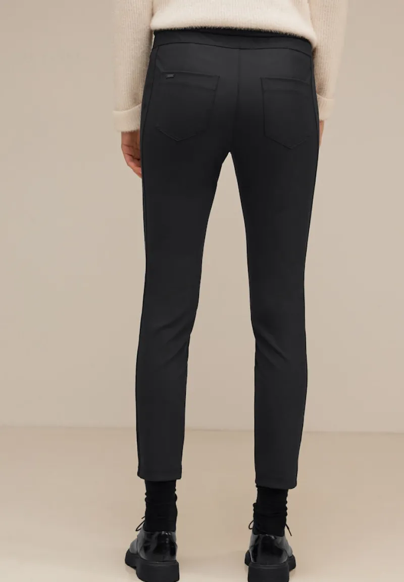 Street One Hosen*Skinny Fit Materialmix Hose Black
