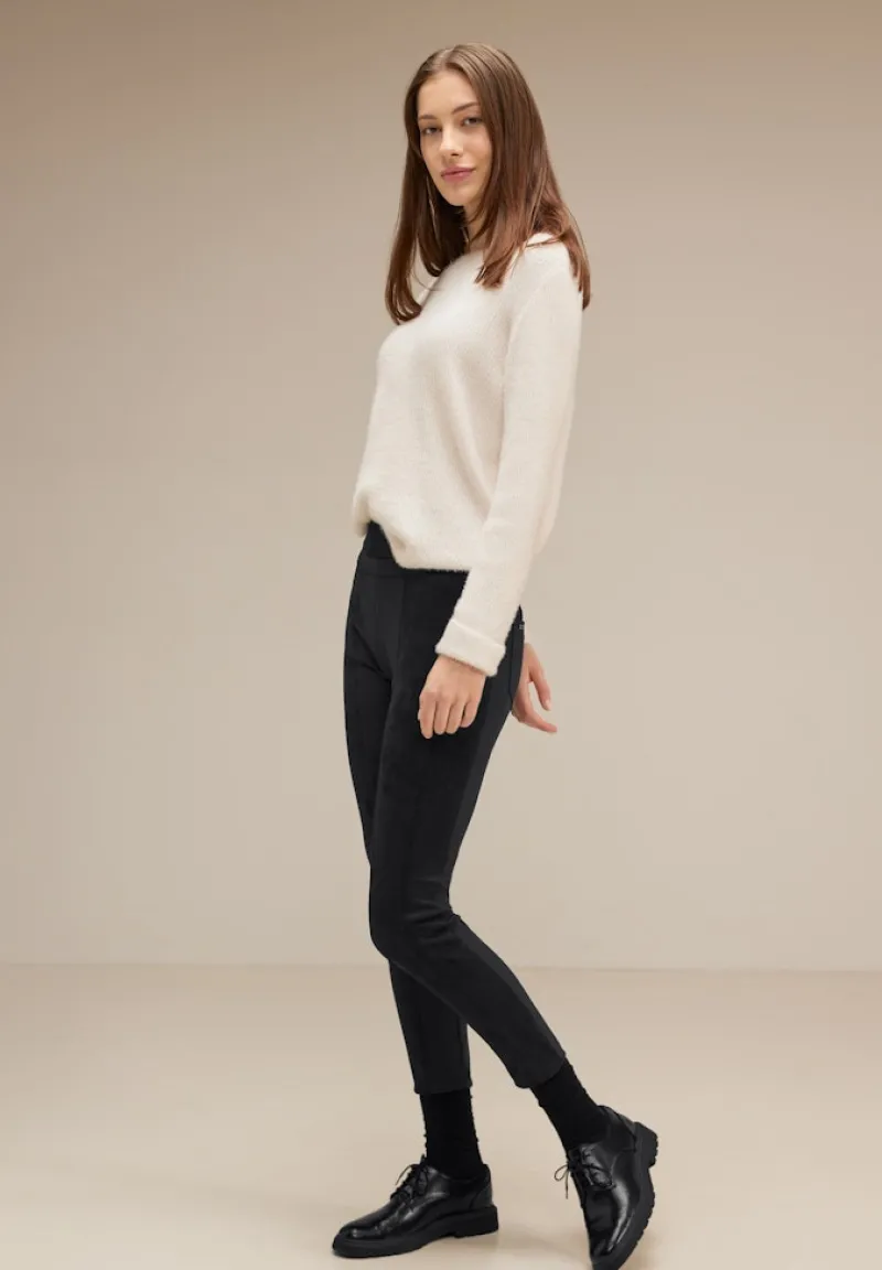 Street One Hosen*Skinny Fit Materialmix Hose Black