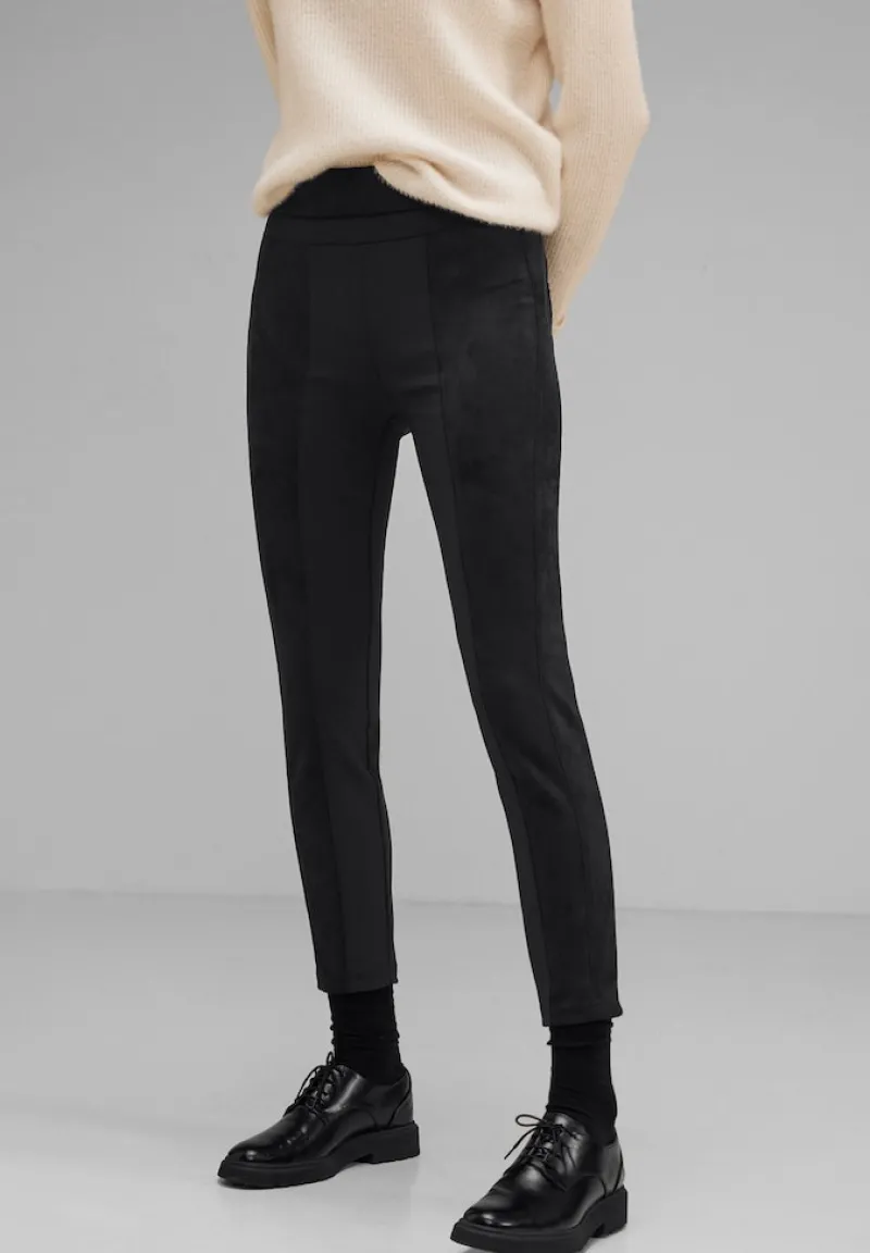 Street One Hosen*Skinny Fit Materialmix Hose Black