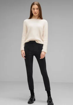 Street One Hosen*Skinny Fit Materialmix Hose Black