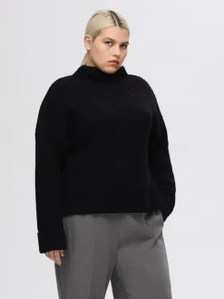 Selected Pullover & Sweatshirts*SLFSELMA LS KNIT PULLOVER NOOS Black