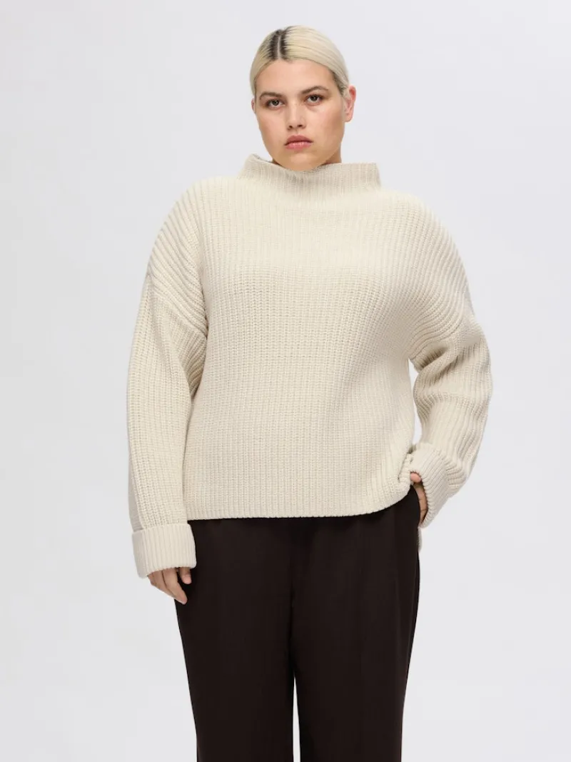 Selected Pullover & Sweatshirts*SLFSELMA LS KNIT PULLOVER NOOS birch