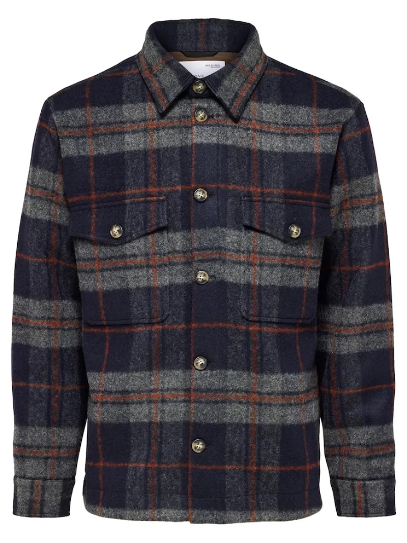 Selected Hemden*SLHARCHIVE OVERSHIRT NOOS Navy Blazer