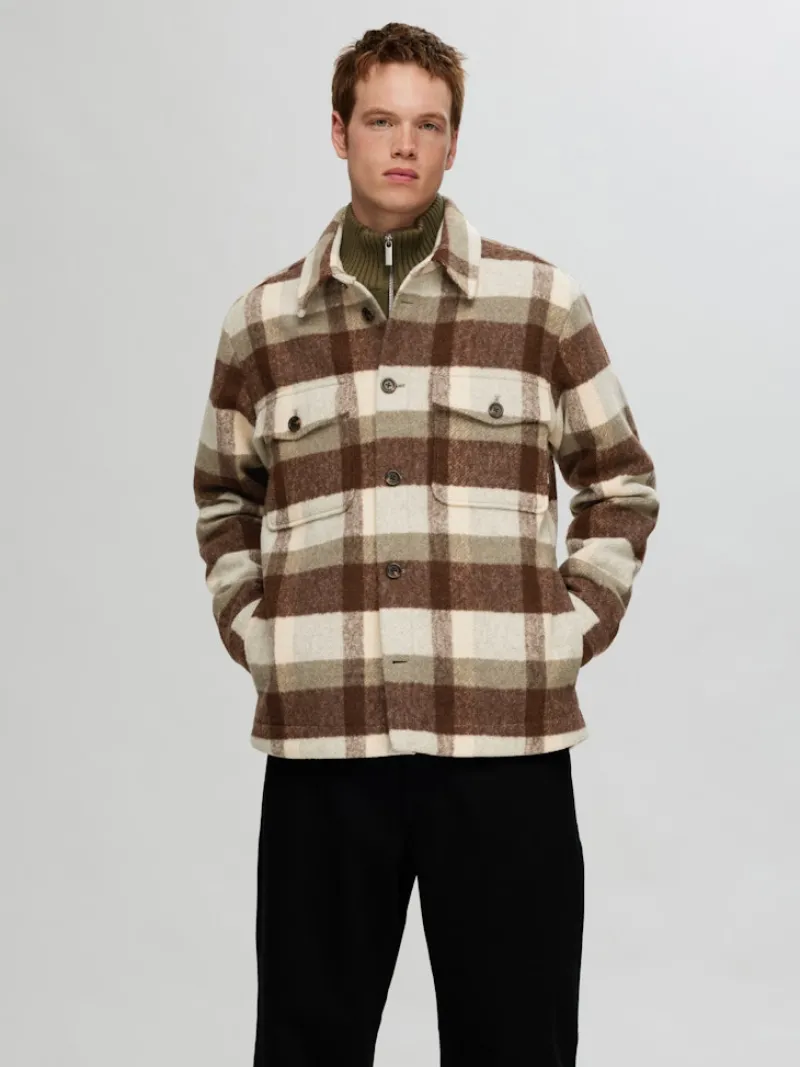 Selected Jacken*SLHARCHIVE OVERSHIRT NOOS elephant skin