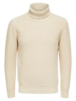 Selected Pullover & Sweatshirts*SLHAXEL LS KNIT ROLL NECK W oatmeal1
