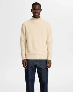 Selected Pullover & Sweatshirts*SLHAXEL LS KNIT ROLL NECK W oatmeal1