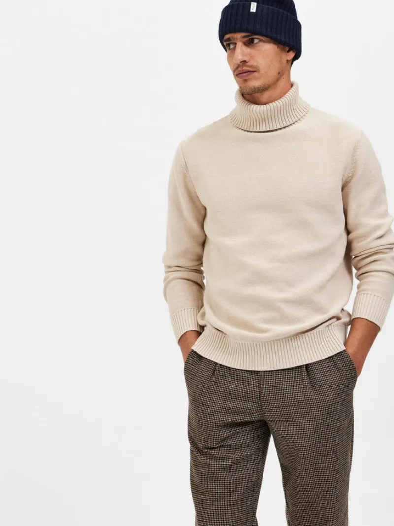 Selected Pullover & Sweatshirts*SLHAXEL LS KNIT ROLL NECK W oatmeal1