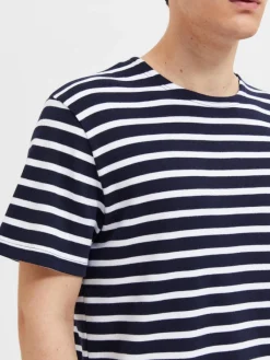 Selected Shirts*SLHBRIAC STRIPE SS O-NECK TEE NOOS Navy Blazer