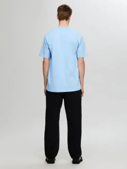 Selected Shirts*SLHCOLMAN SS O-NECK TEE NOOS Cashmere Blue