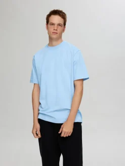 Selected Shirts*SLHCOLMAN SS O-NECK TEE NOOS Cashmere Blue