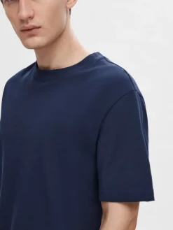 Selected Shirts*SLHCOLMAN SS O-NECK TEE NOOS Navy Blazer