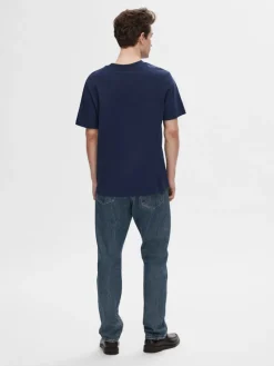 Selected Shirts*SLHCOLMAN SS O-NECK TEE NOOS Navy Blazer