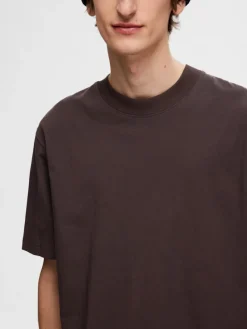 Selected Shirts*SLHCOLMAN SS O-NECK TEE NOOS chocolate torte