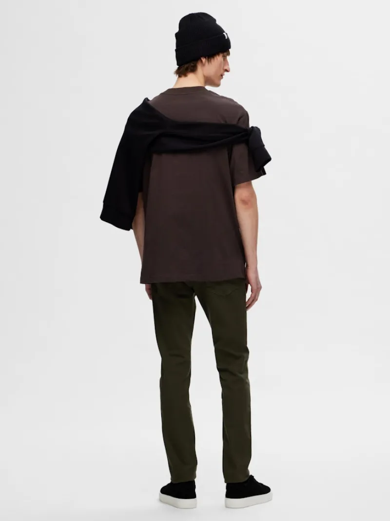 Selected Shirts*SLHCOLMAN SS O-NECK TEE NOOS chocolate torte