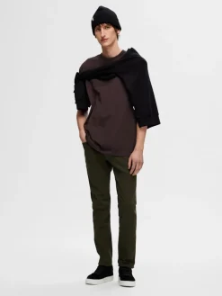 Selected Shirts*SLHCOLMAN SS O-NECK TEE NOOS chocolate torte