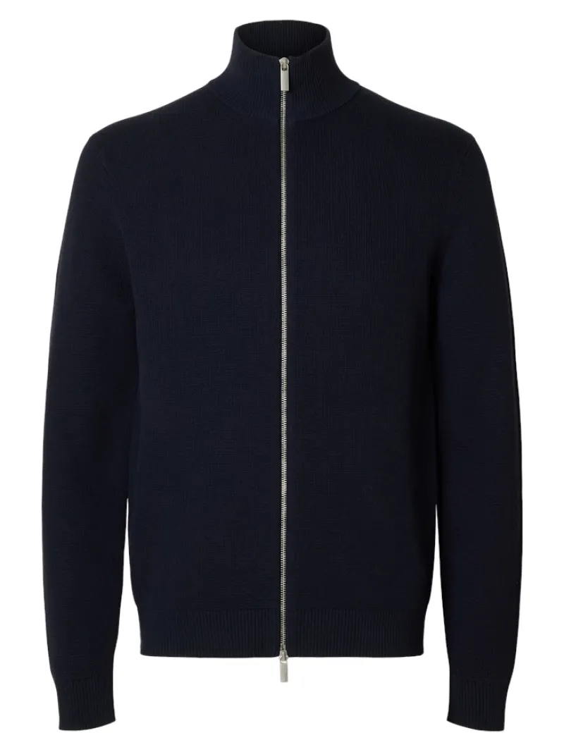 Selected Pullover & Sweatshirts*SLHDANE LS KNIT STRUCTURE FULL ZIP NOOS Sky Captain