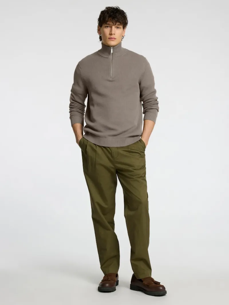 Selected Pullover & Sweatshirts*SLHDANE LS KNIT STRUCTURE HALF ZIP NOOS Morel