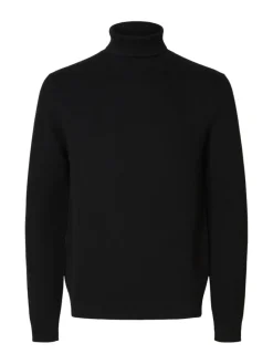 Selected Pullover & Sweatshirts*SLHDANE LS KNIT STRUCTURE ROLL NECK NOOS Black