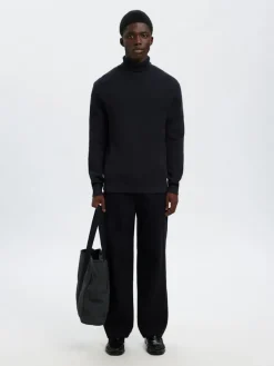 Selected Pullover & Sweatshirts*SLHDANE LS KNIT STRUCTURE ROLL NECK NOOS Sky Captain