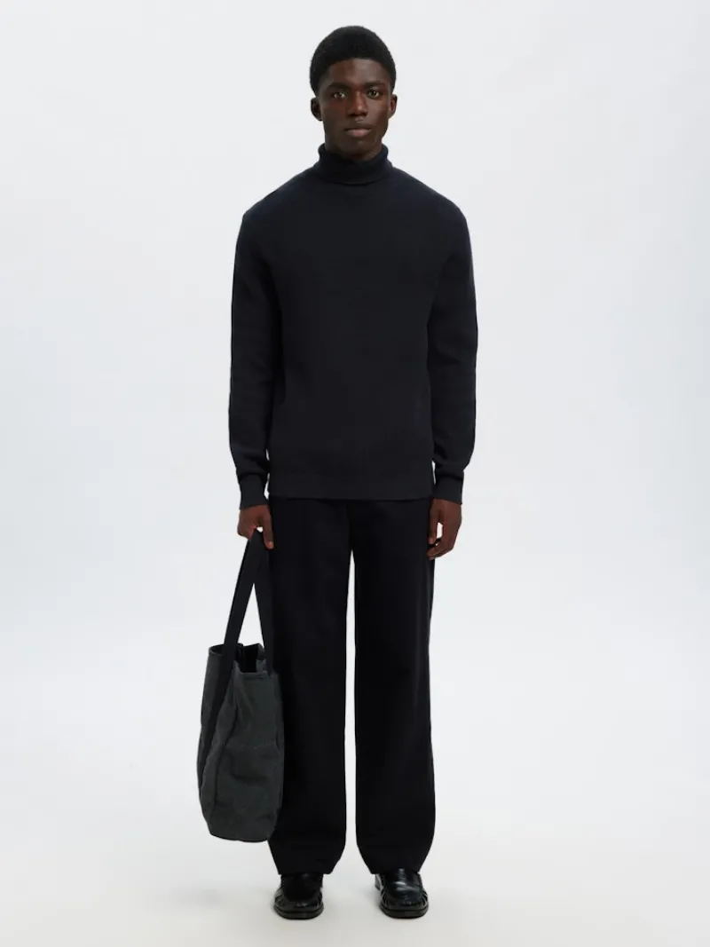 Selected Pullover & Sweatshirts*SLHDANE LS KNIT STRUCTURE ROLL NECK NOOS Sky Captain