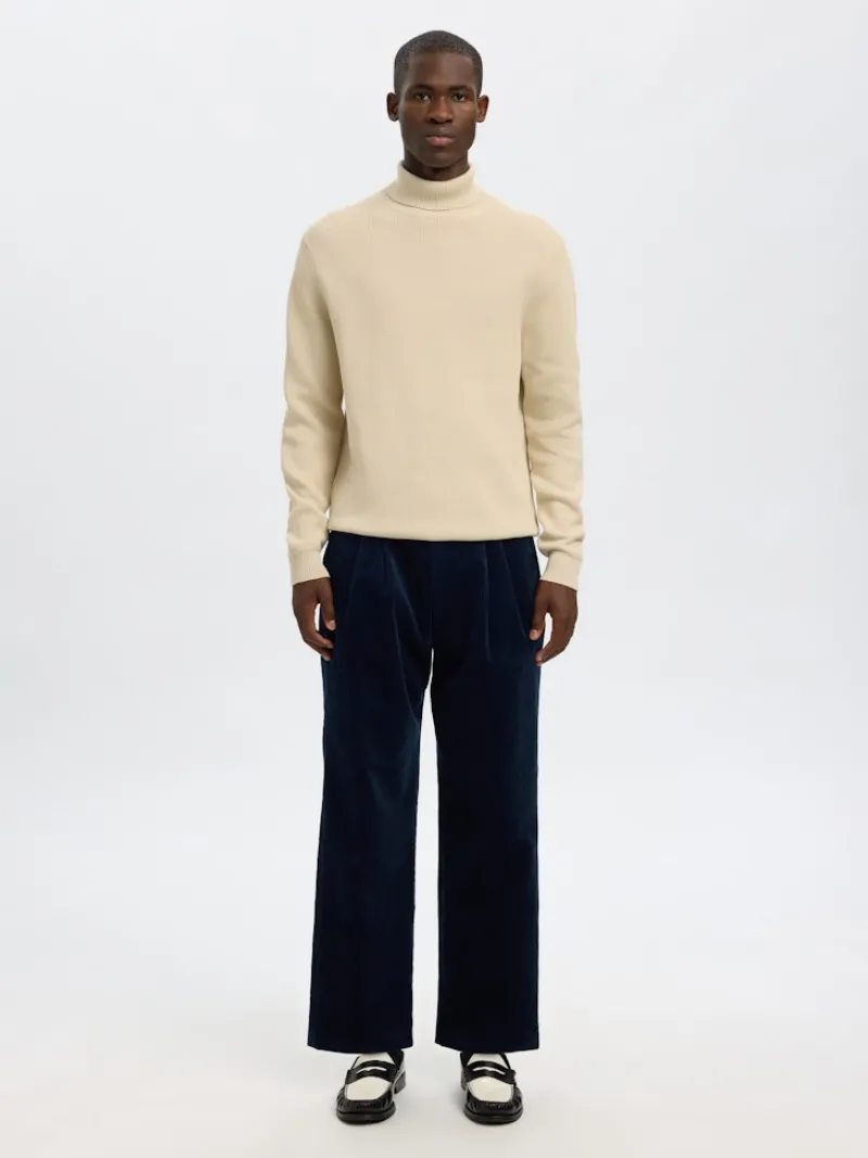 Selected Pullover & Sweatshirts*SLHDANE LS KNIT STRUCTURE ROLL NECK NOOS oatmeal