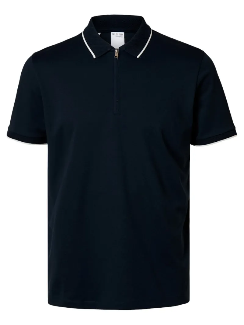 Selected Shirts*SLHFAVE SPORT ZIP SS POLO NOOS Sky Captain