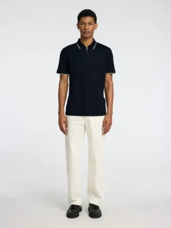 Selected Shirts*SLHFAVE SPORT ZIP SS POLO NOOS Sky Captain