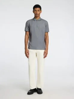 Selected Shirts*SLHFAVE SPORT ZIP SS POLO NOOS Medium Grey Melange